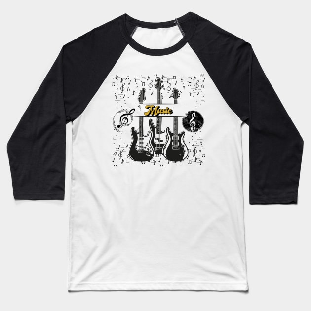 Guitar Baseball T-Shirt by ahlama87